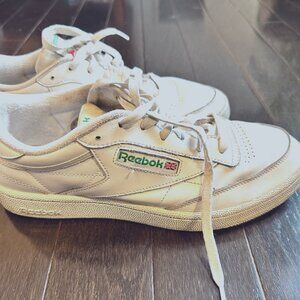 Reebok Men's Club C 85 Shoes, White Leather, Size 10.5